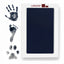 LARLEAF navy mess free ink pad and three navy ink impressions: a human handprint, a baby footprint, and a pet paw print. Designed for newborns and pets. Capture Paw print and nose print.