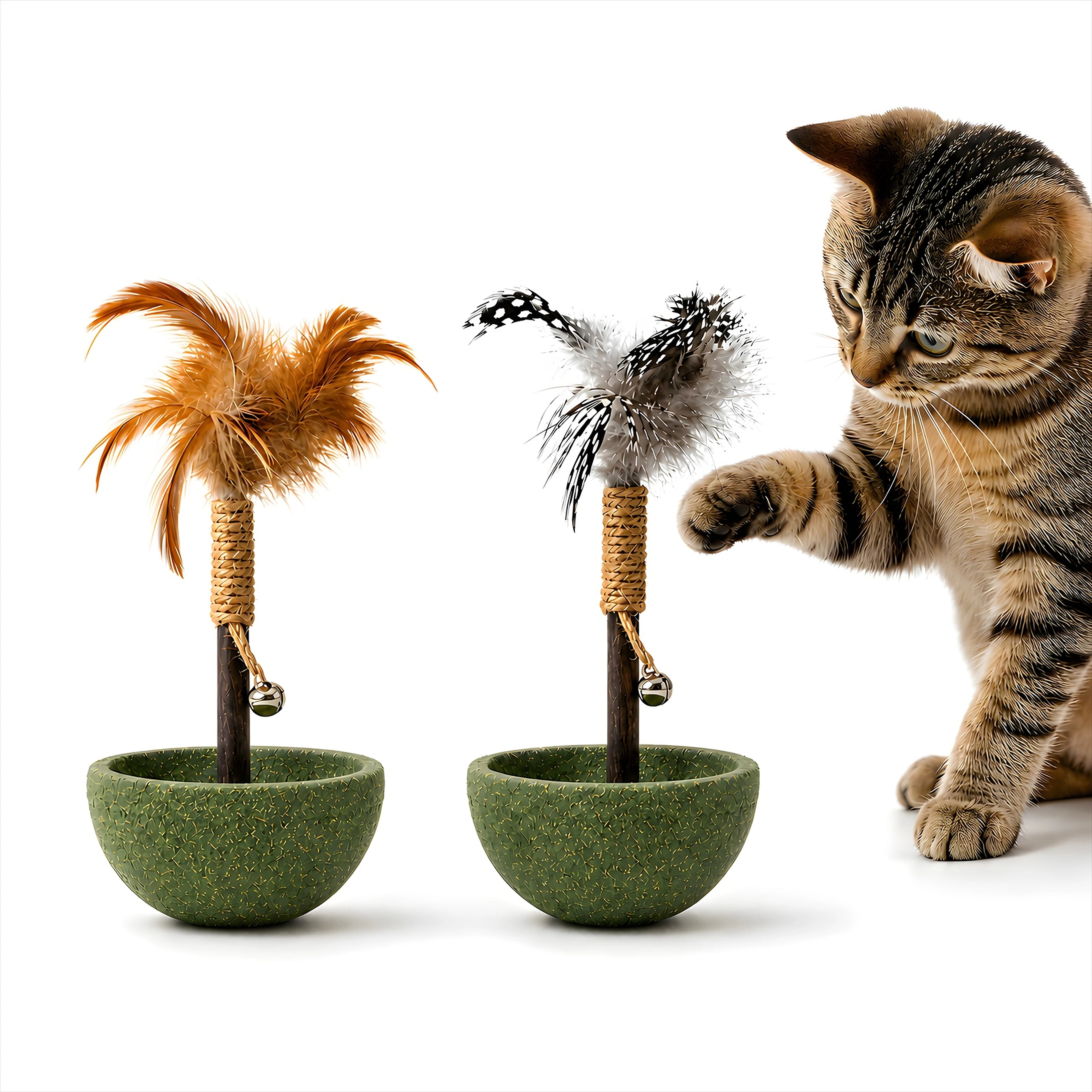 2-Piece Feather Tumbler Cat Toy Set with Treat Bowl Secondary image
