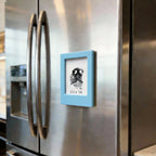 Custom Blue acrylic pet memorial magnet for fridge. Personalized dog nose print or paw print keepsake frame. Blue magnetic photo holder for sympathy gifts. A touching way to honor pets, preserving their unique print texture and memory forever.
