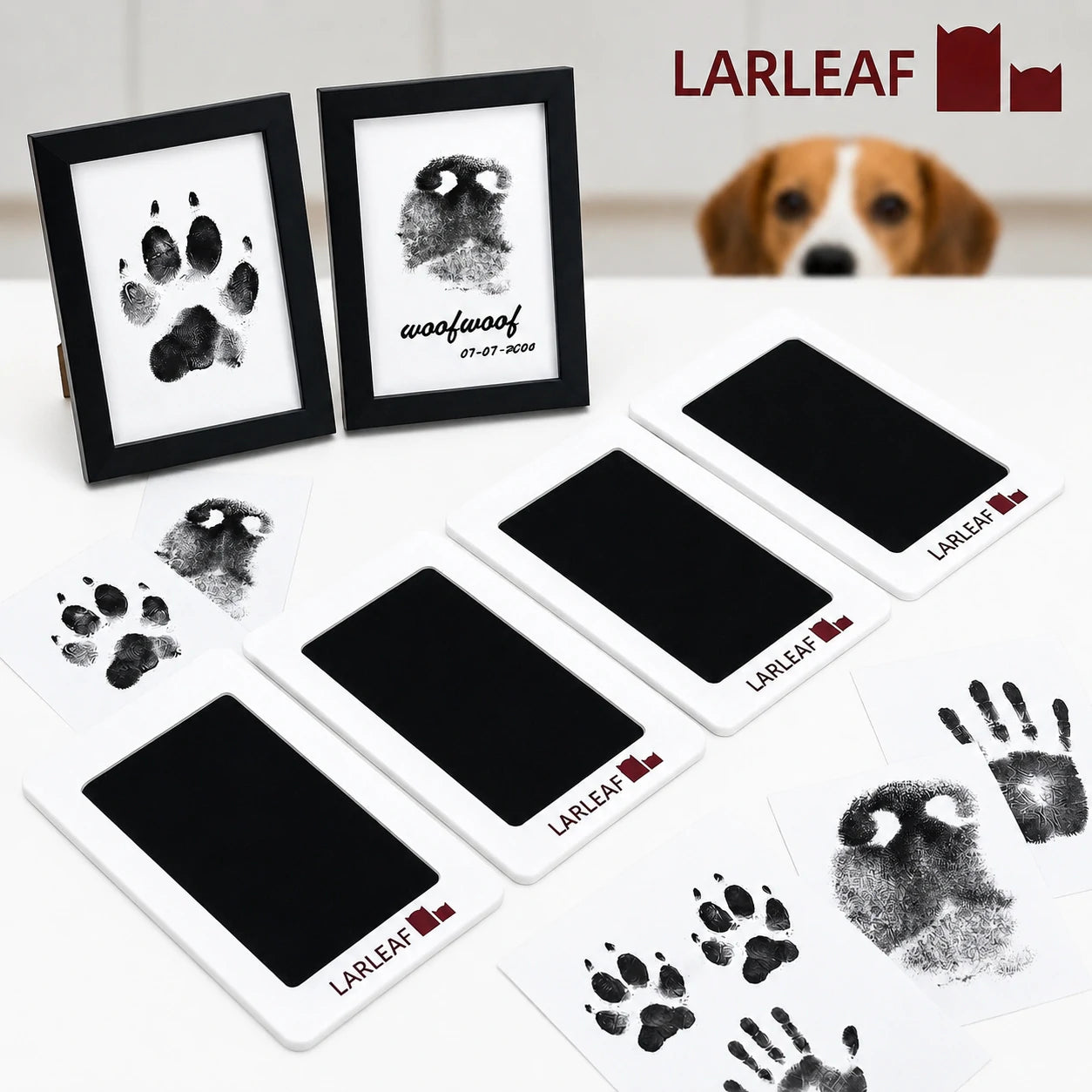Larleaf clean-touch pet paw and nose print keepsake kit with black ink pads Main image