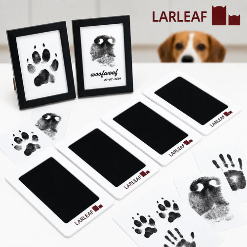Larleaf clean-touch pet paw and nose print keepsake kit with black ink pads
