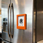 Custom Orange acrylic pet memorial magnet for fridge. Personalized dog nose print or paw print keepsake frame. Orange magnetic photo holder for sympathy gifts. A touching way to honor pets, preserving their unique print texture and memory forever.
