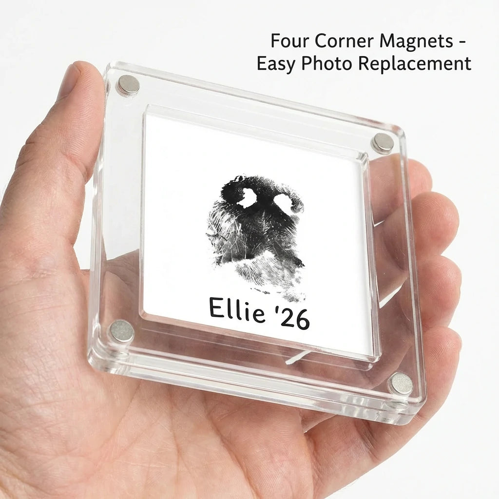 Square Magnetic Photo Frame for Fridge (4x4) - Fits Round Paw Prints & Instagram Photos