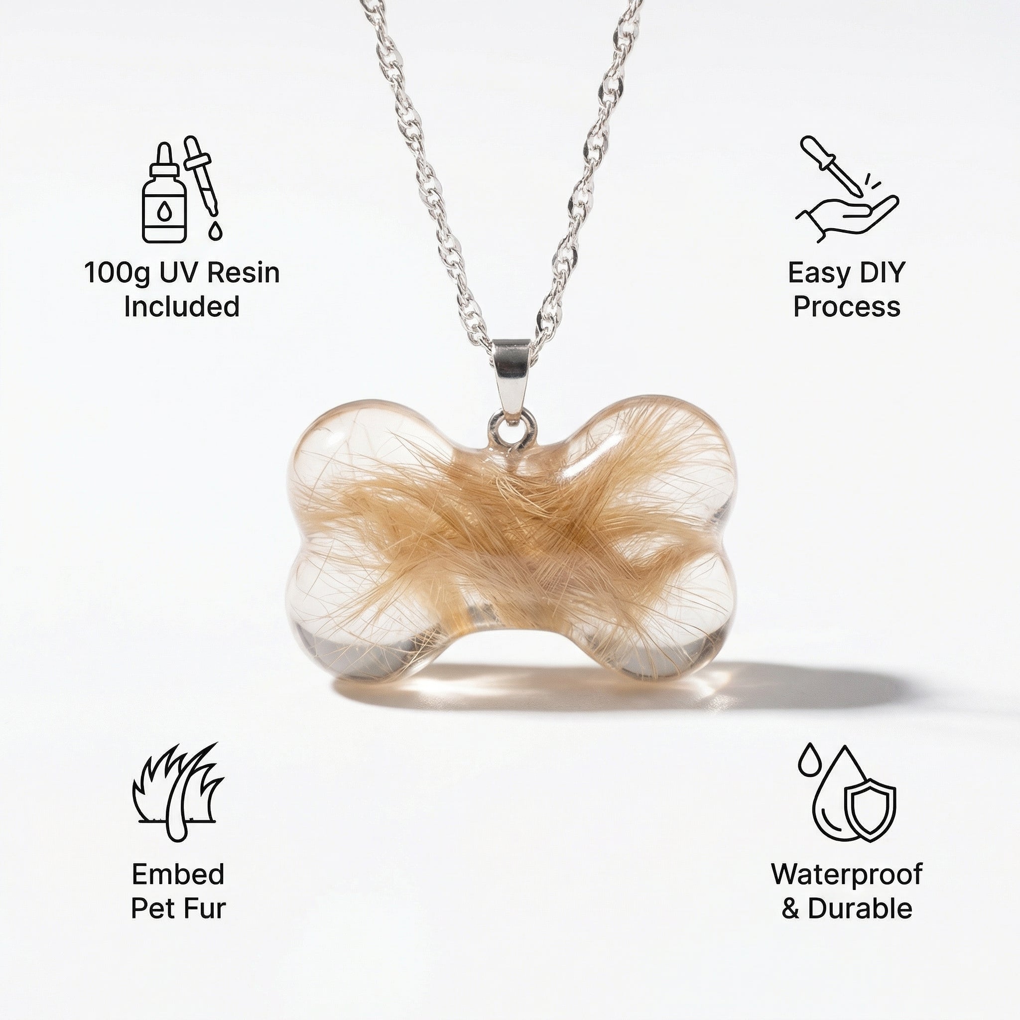 Larleaf UV Resin Pet Memorial Jewelry DIY Kit