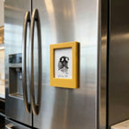 Custom Yellow acrylic pet memorial magnet for fridge. Personalized dog nose print or paw print keepsake frame. Yellow magnetic photo holder for sympathy gifts. A touching way to honor pets, preserving their unique print texture and memory forever.