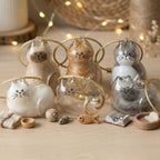 A collection of Larleaf cat-shaped clear keychains designed for pet hair storage. These memorial containers allow pet owners to keep a lock of fur as a souvenir. Features cute cat faces and golden wire loops for hanging.
