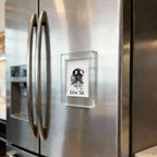 Custom acrylic pet memorial magnet for fridge. Personalized dog nose print or paw print keepsake frame. Clear magnetic photo holder for sympathy gifts. A touching way to honor pets, preserving their unique print texture and memory forever.