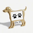Profile view of a gold Dachshund dog outline frame. Designed to hold custom inserts like pet paw prints or nose prints. The elegant gold finish highlights the iconic Sausage dog shape. A stylish decor piece for any Dachshund home.