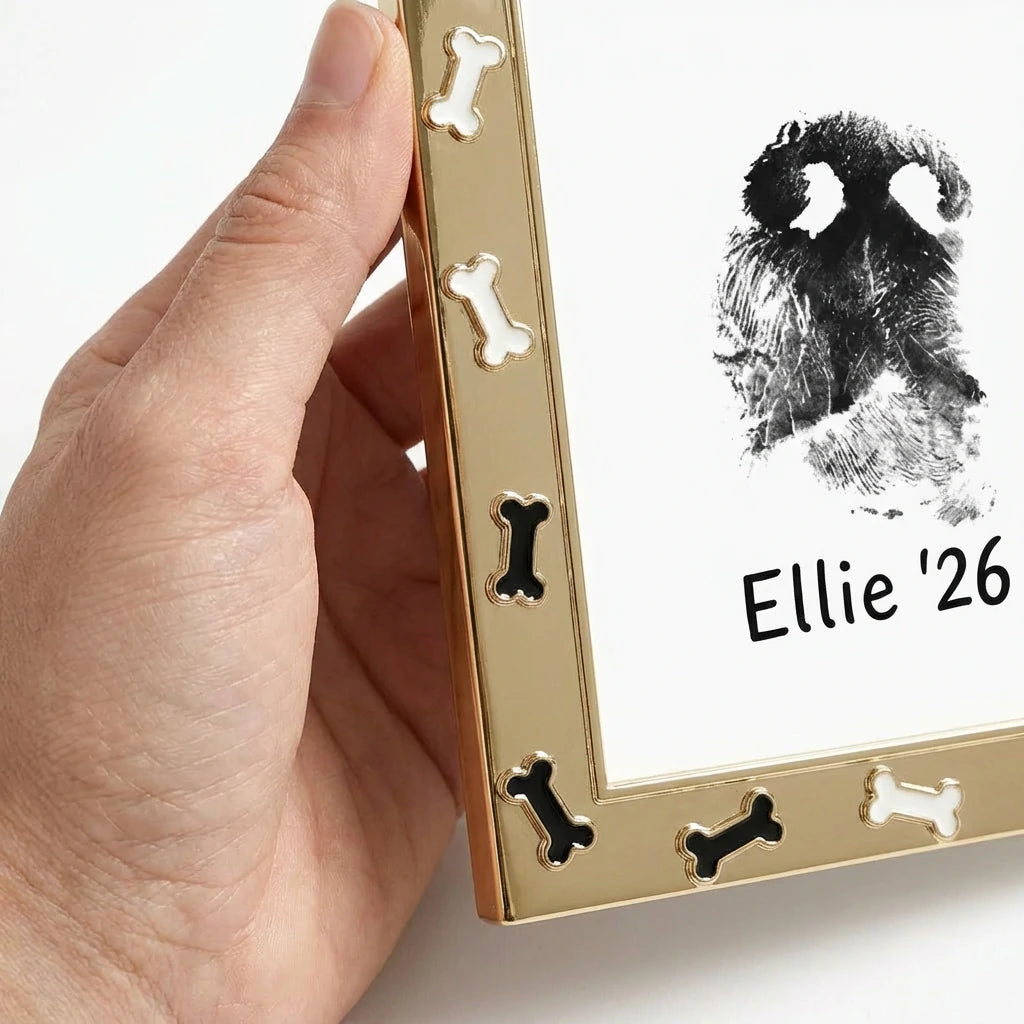 Luxury Rectangle Gold Bone Pet Photo Frame (4x6) - Classic Dog Keepsake Secondary image