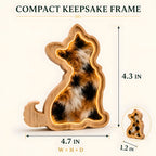 Cat-shaped oak pet fur keepsake frame dimensions: 4.7 by 4.3 by 1.2 inches