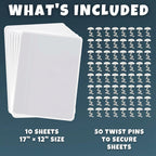 Package contents of Larleaf Cat Scratch Protector kit: 10 large clear sheets (17x12 inches) and 50 twist pins for secure installation.