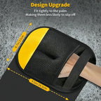 Larleaf pet grooming glove design upgrade featuring a tighter fit to the palm to prevent slipping. Dimensions shown: 9.5 inches (24.1 cm) length and 6.7 inches (17 cm) width.