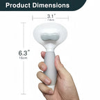 Product dimension chart for Larleaf self-cleaning slicker brush showing a handheld view. The total length is 6.3 inches (16 cm) and the brush head width is 3.1 inches (7.8 cm). Compact size suitable for easy handling.