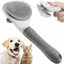 Larleaf self-cleaning slicker brush for dogs and cats. Features a grey non-slip textured handle and one-click hair removal button for easy grooming.