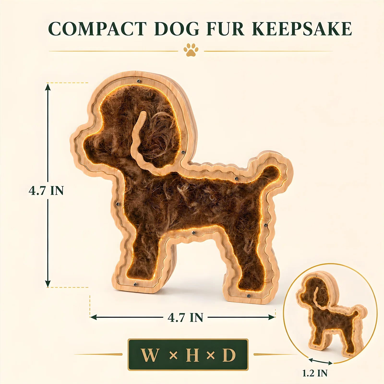 Teddy Dog Oak LED Pet Fur Keepsake Frame Secondary image