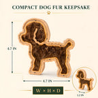 Small dog-shaped oak pet fur keepsake frame dimensions: 4.7 by 4.7 by 1.2 inches
