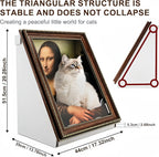 Dimension diagram of Larleaf cat house: 20.28 inches high by 17.32 inches wide. Features a stable triangular structure that does not collapse, creating a peaceful little world for cats.