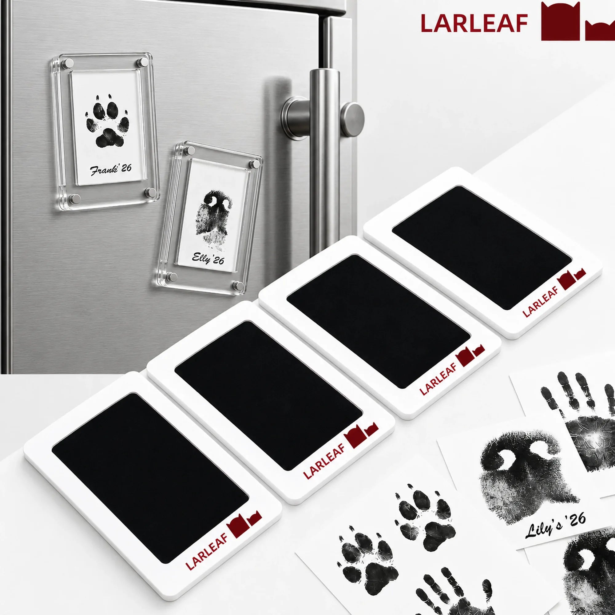 Larleaf magnetic paw print keepsake kit for refrigerator display Main image
