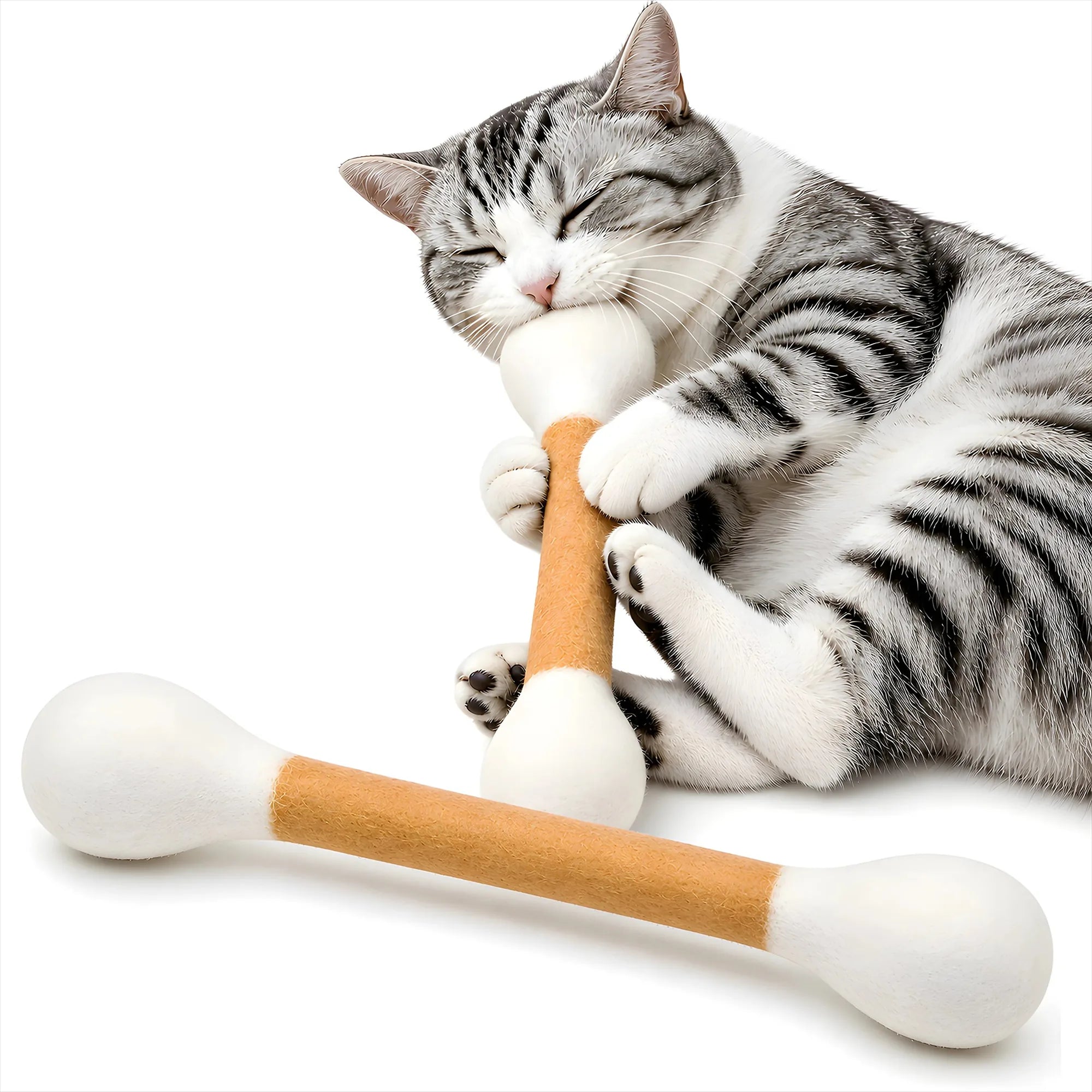 Larleaf oversized felt cotton swab catnip kicker toy Main image