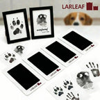 Larleaf mess-free paw print kit, nose print kit set, ink pad set including ink pads and black photo frames. Designed for newborns and pets, this clean-touch kit allows for capturing paw prints or footprints without ink ever touching the skin.