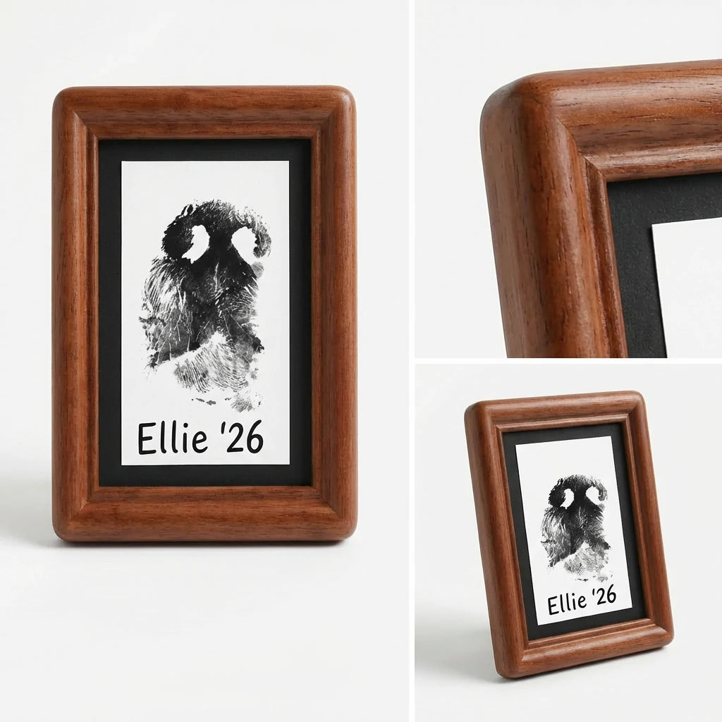 Solid Walnut Wood Pet Photo Frame - Classic Elegant Keepsake Display Secondary image